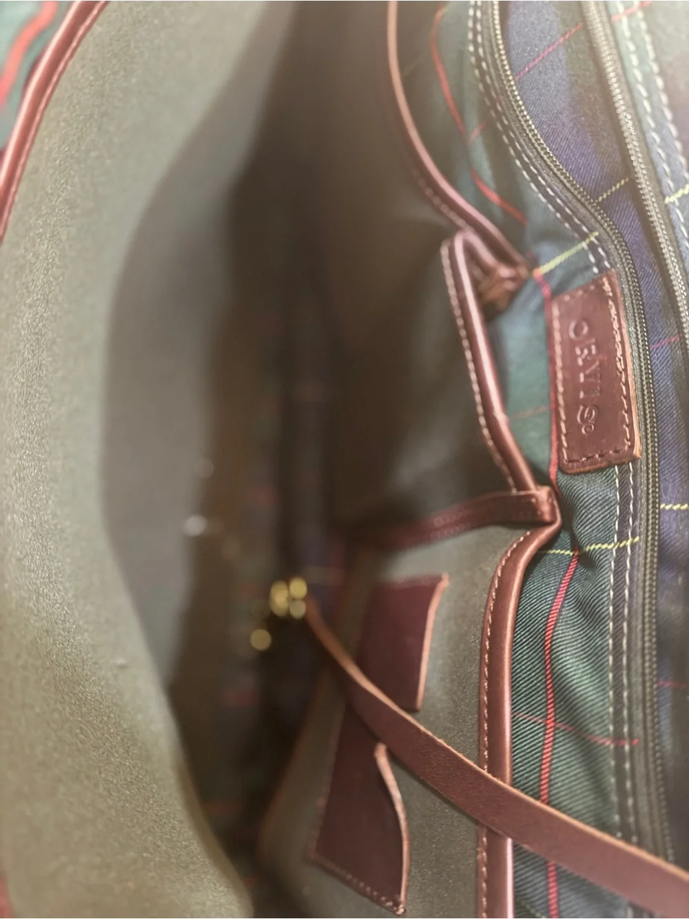 Orvis Olive Green and Brown Canvas & Leather Briefcase